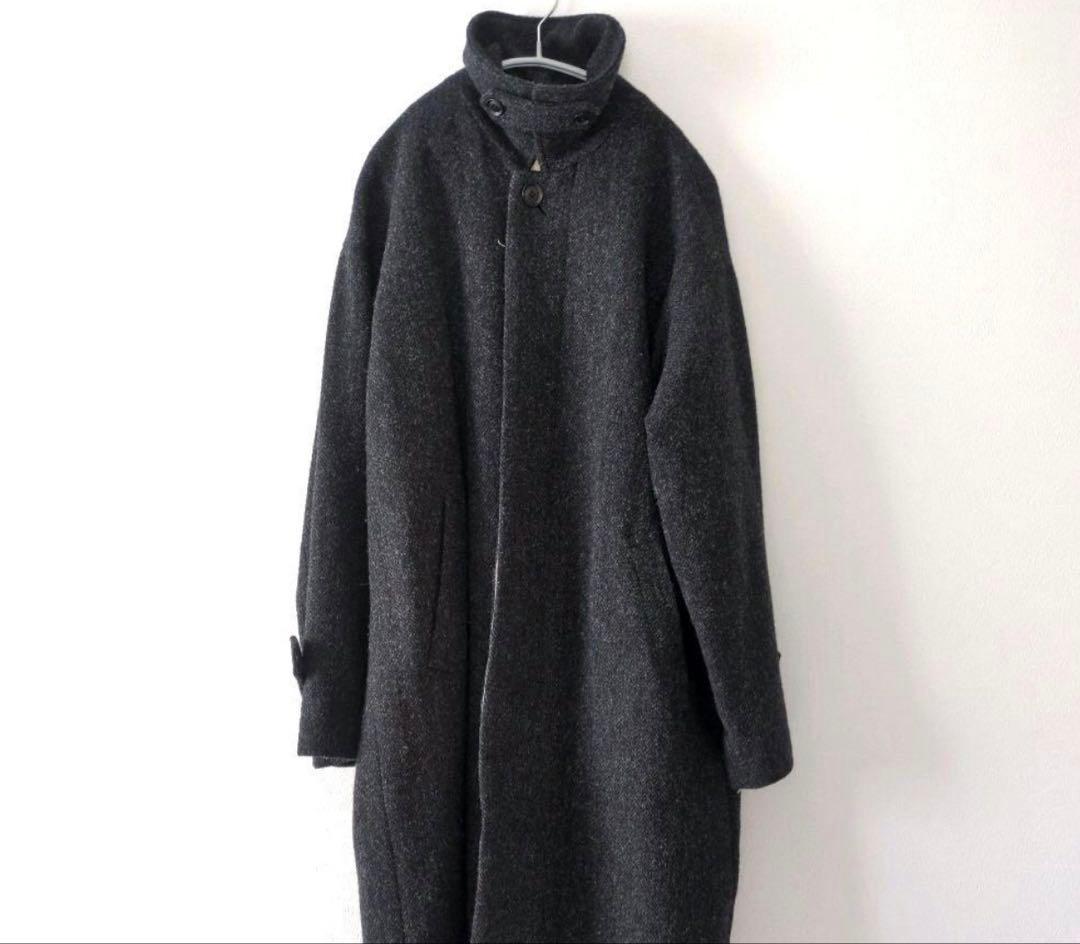 かぐれkagure／ウールヘリンボーンバルマカンコート＊ダークグレー