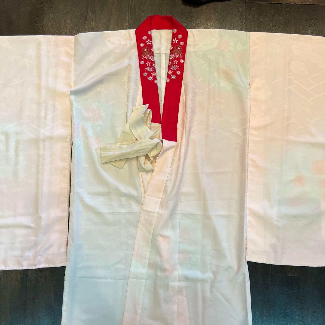 アンティーク 大正ロマン 七五三 七歳 着物 作り帯 小物一式 フルセット 白
