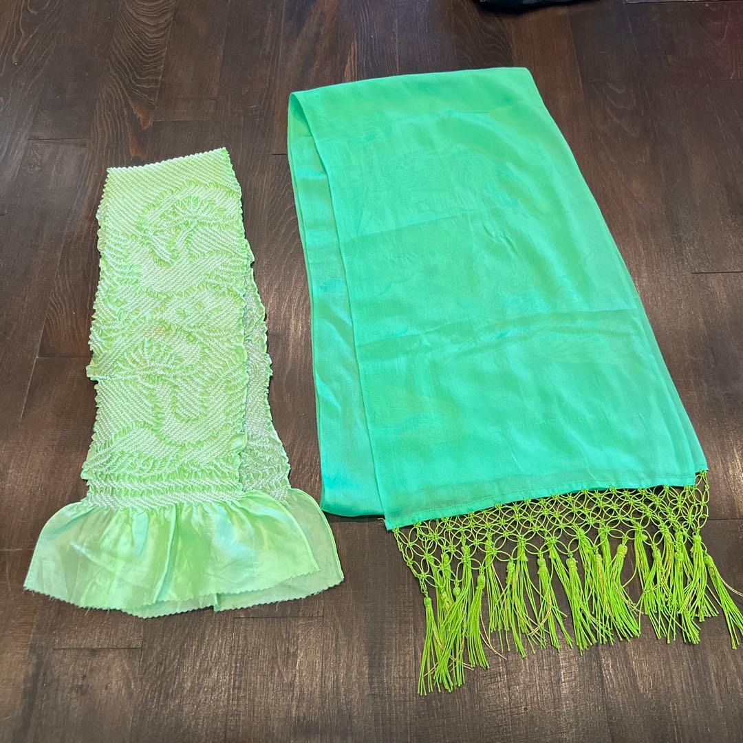 アンティーク 大正ロマン 七五三 七歳 着物 作り帯 小物一式 フルセット 白