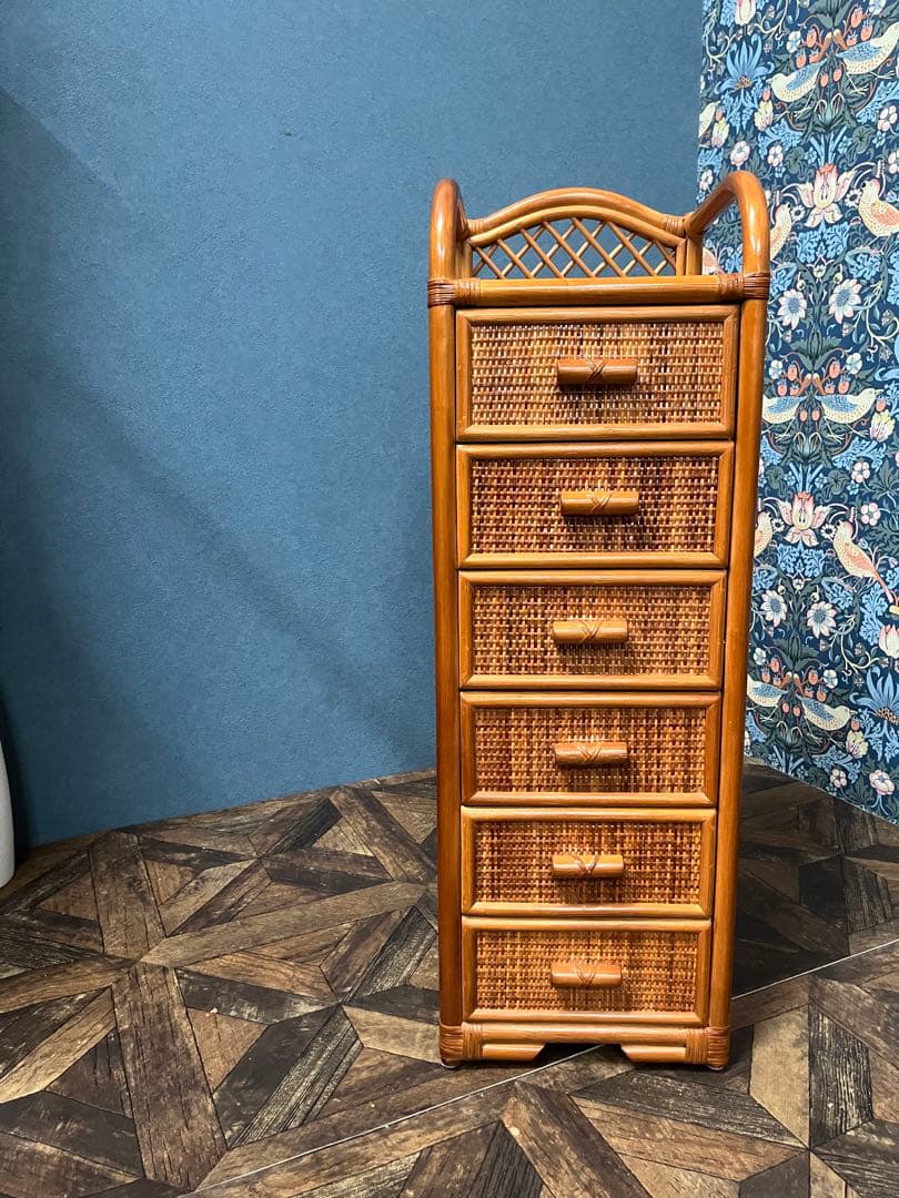 ラタン 籐 チェスト 箪笥 小物入れ 昭和レトロ 引き出し インテリア