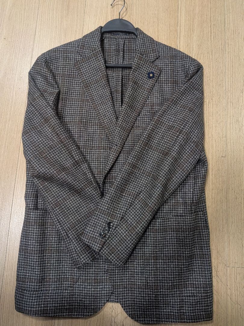 LARDINI ラルディーニ テーラード ジャケット 千鳥 ブートニエール 52
