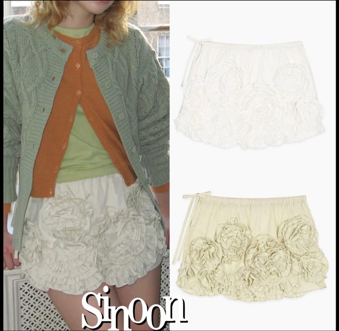 【Sinoon】 Rose Frill Mini Skirt 白　シヌーン 韓国