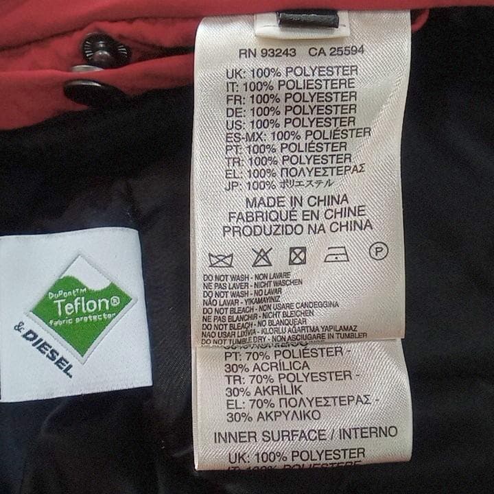 美品 DIESEL ディーゼル N-2B フライトジャケット L 赤 国内正規品