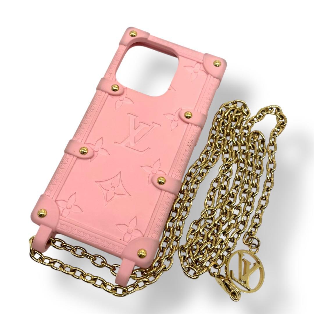 ルイヴィトン iPhone14Proケース リ トランク モノグラム チェーン