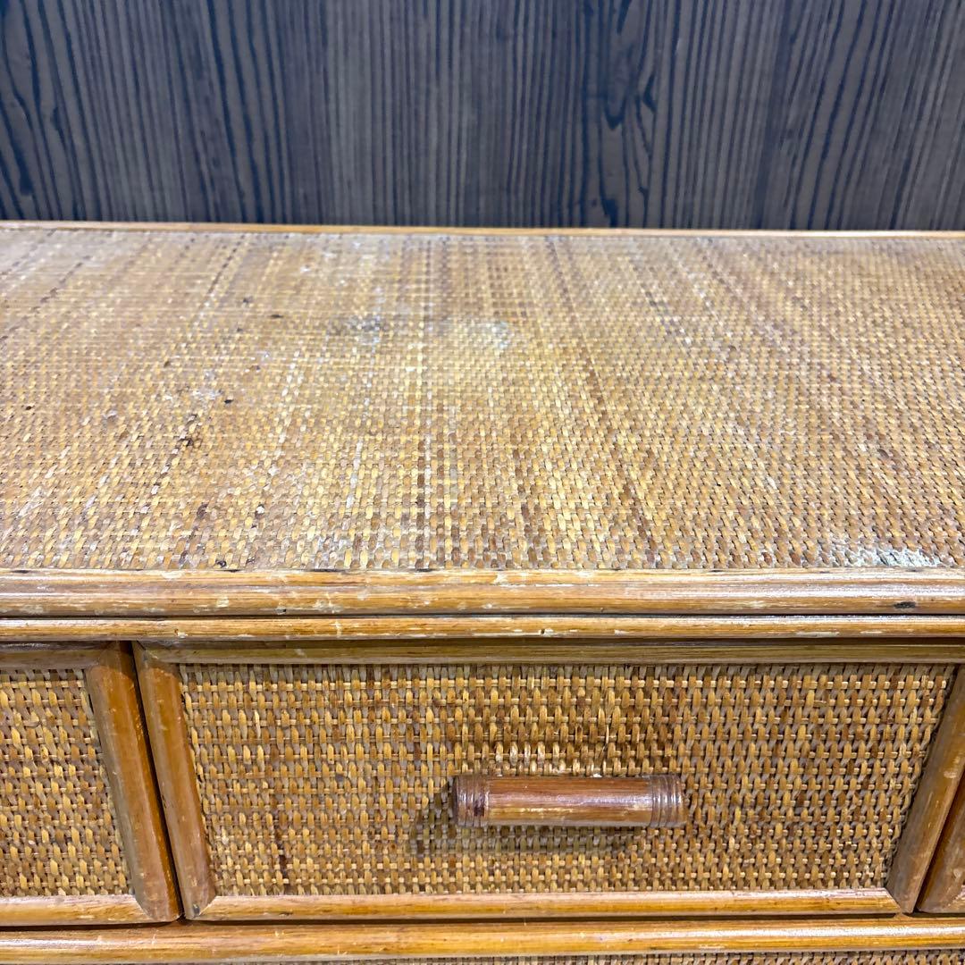 ラタン製シンプルチェスト 6引き出し