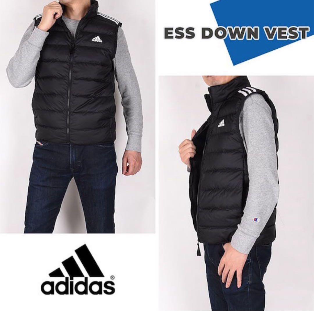 新品 XOサイズ adidasメンズ　エッセンシャルズ ダウンベスト 黒