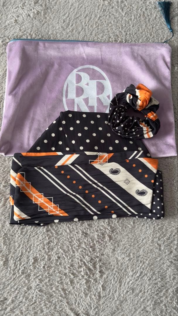 BAREN バレン　スカーフハット　ドットボーダーオレンジ