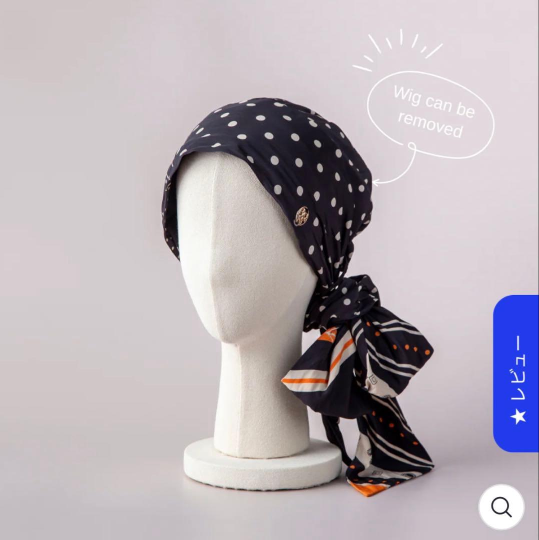 BAREN バレン　スカーフハット　ドットボーダーオレンジ