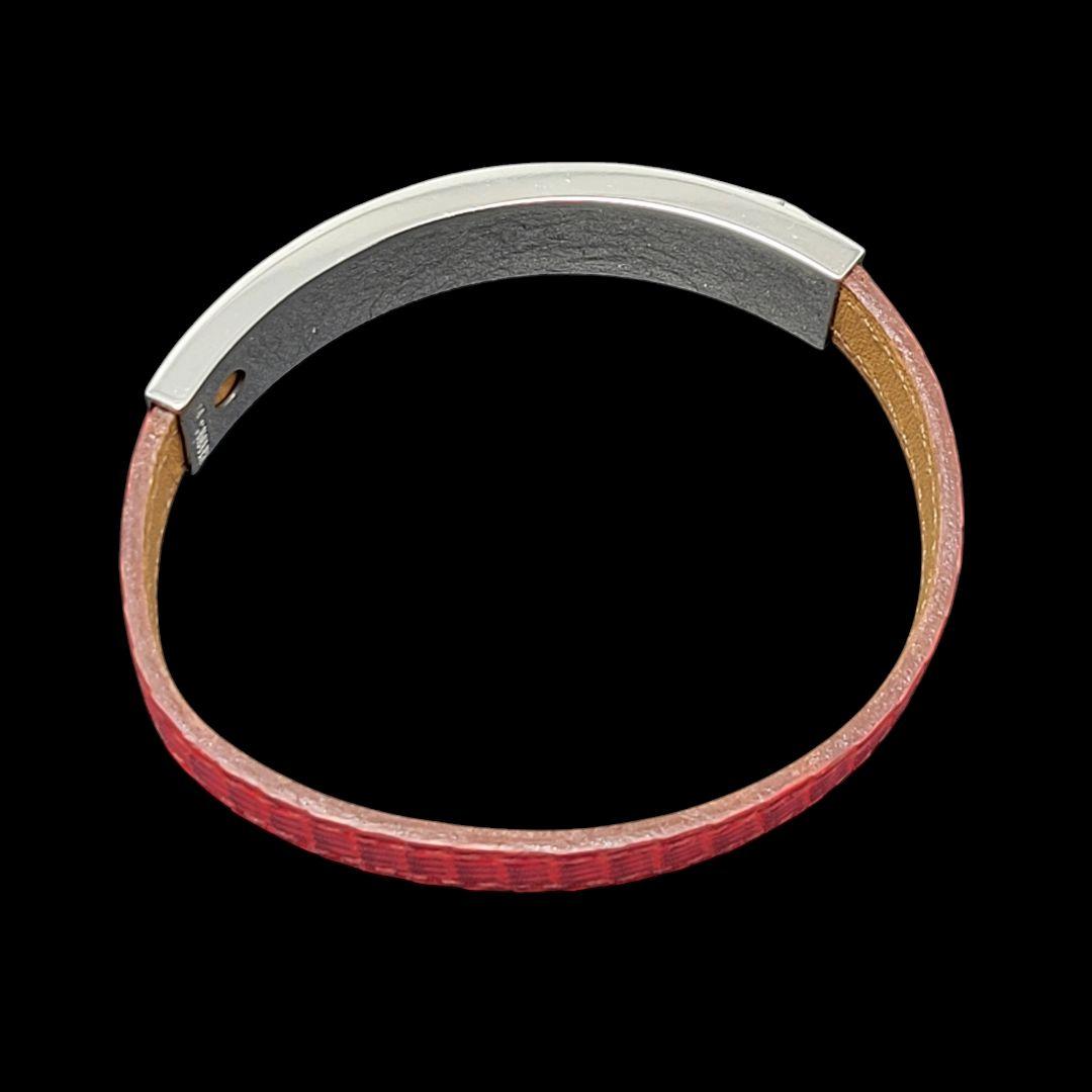 そら様HERMES バングル ブレスレット レザー プスプス レッド シルバー