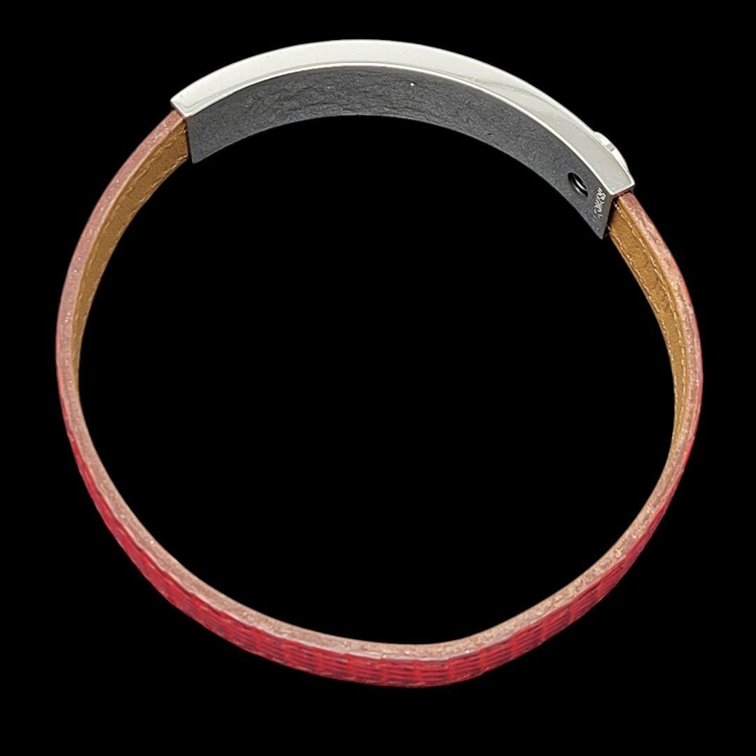 そら様HERMES バングル ブレスレット レザー プスプス レッド シルバー
