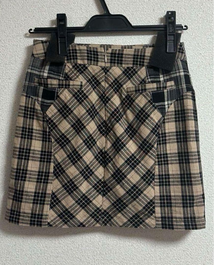andmary ルナチェックセットアップ(下) ミニスカート　ベージュ