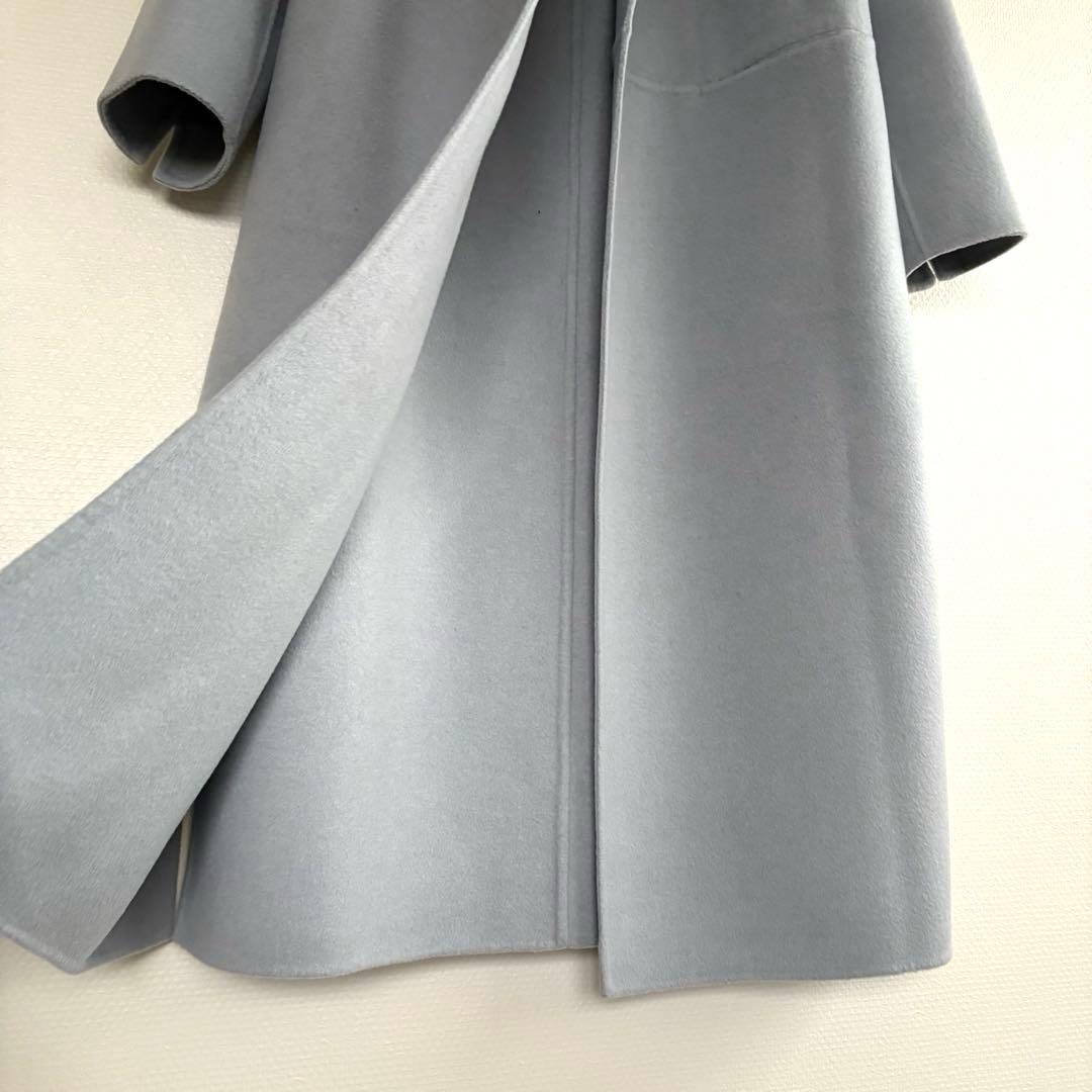 MUSE リバーロングノーカラーコート　ウールコート　ノーカラーアウター　36