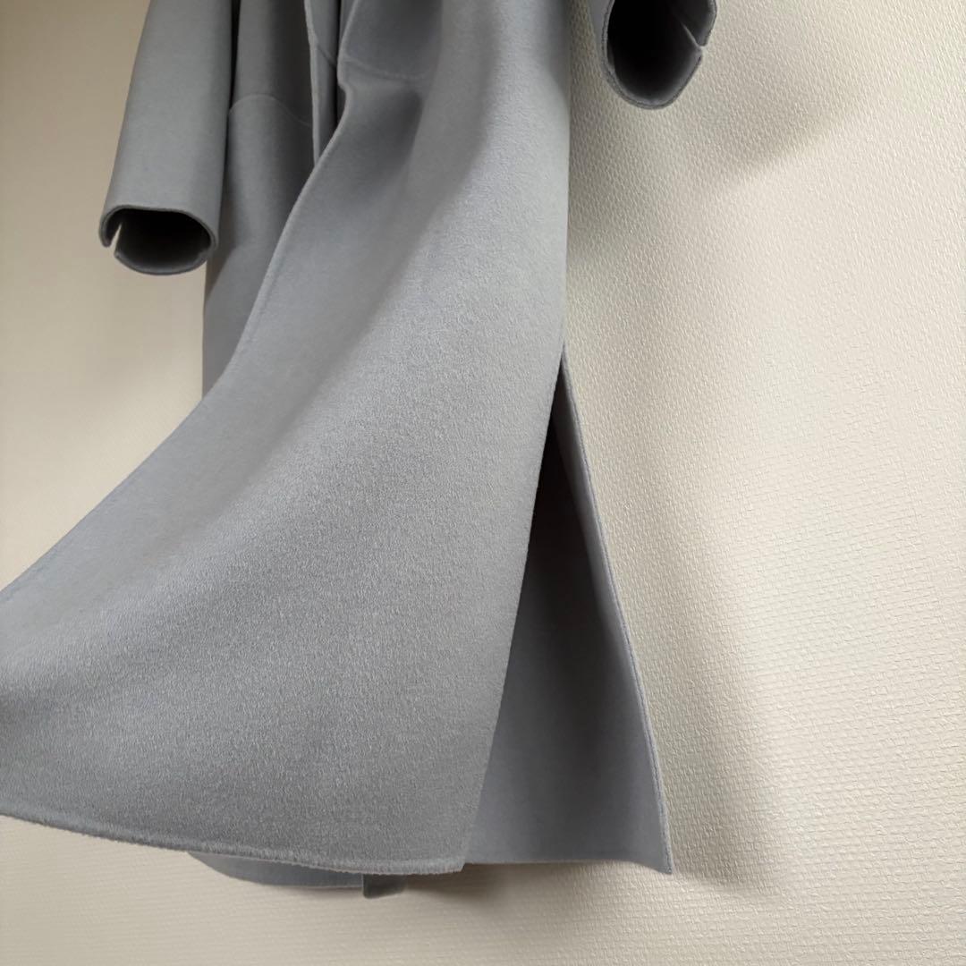 MUSE リバーロングノーカラーコート　ウールコート　ノーカラーアウター　36