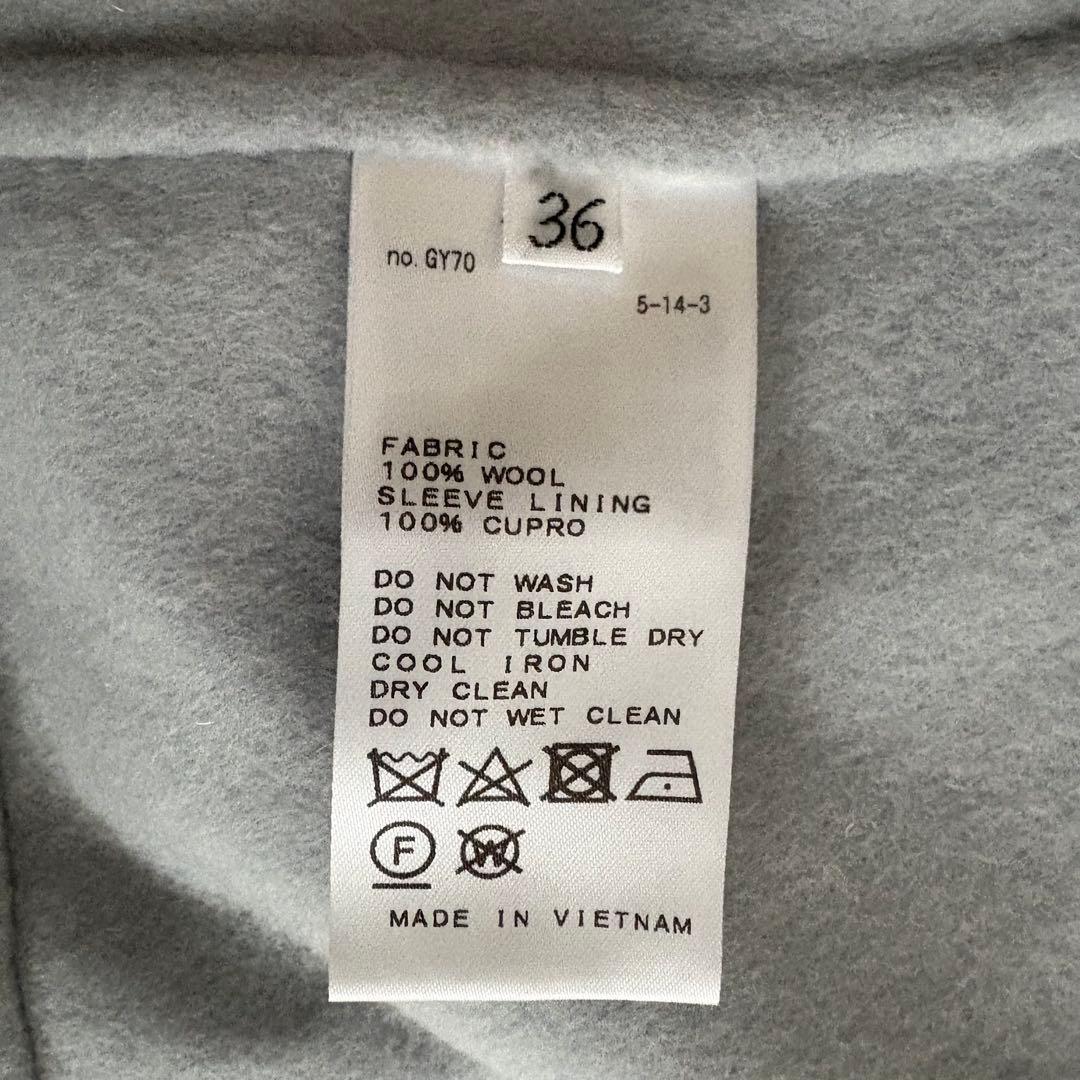 MUSE リバーロングノーカラーコート　ウールコート　ノーカラーアウター　36