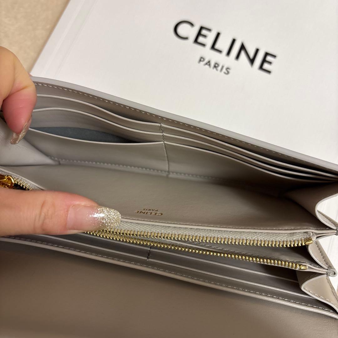 CELINE グレー レザー 長財布