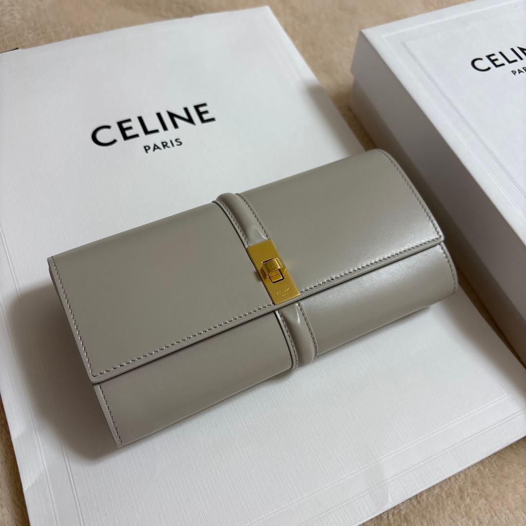 CELINE グレー レザー 長財布