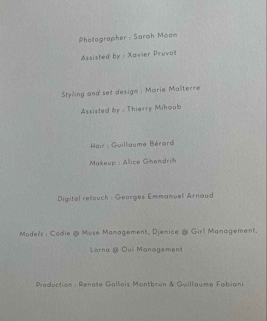 YOHJI YAMAMOTO Sarah Moon サラ・ムーン 写真集