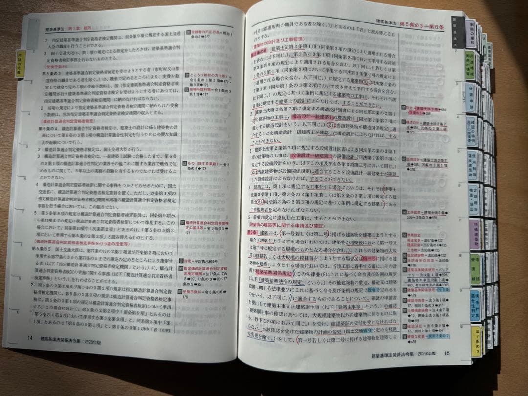 建築基準法関係法令集 2026年版　一級建築士用線引き+通学生仕様インデックス済