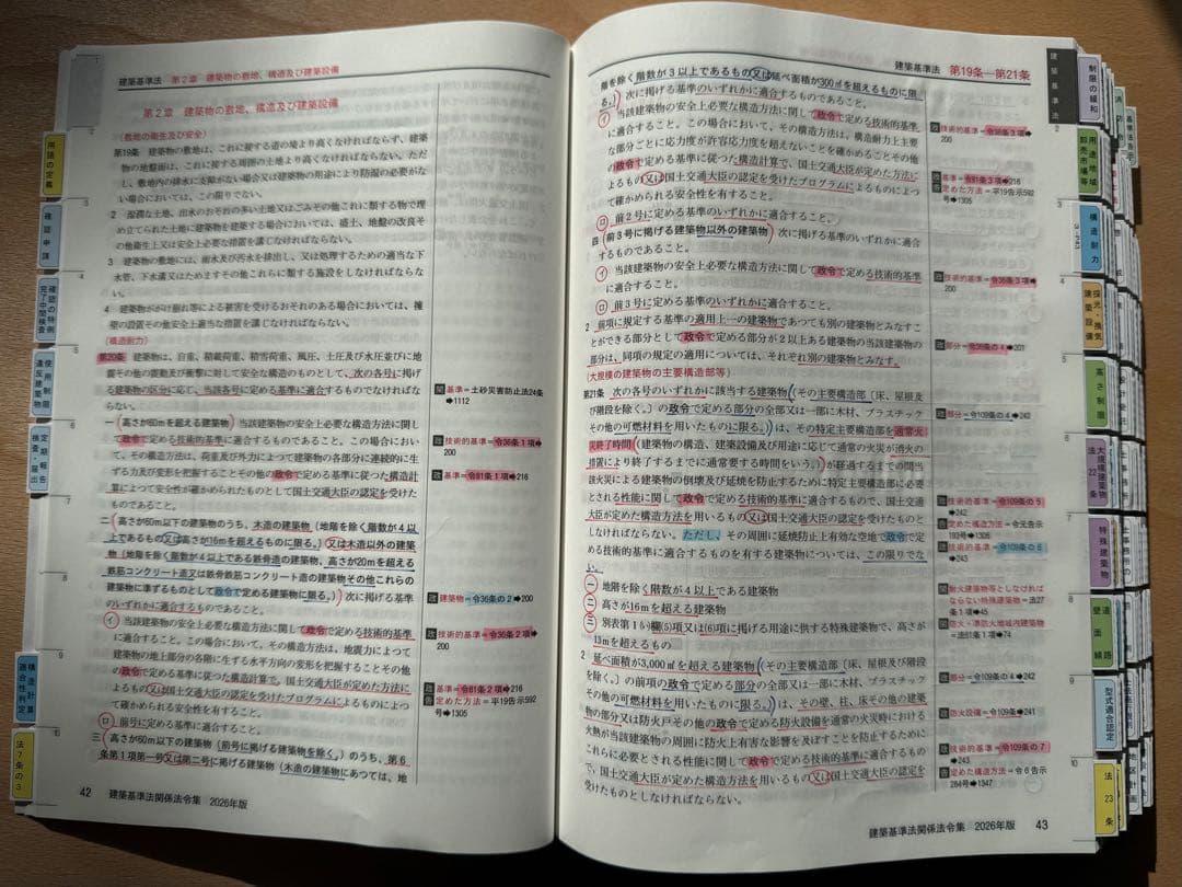 建築基準法関係法令集 2026年版　一級建築士用線引き+通学生仕様インデックス済