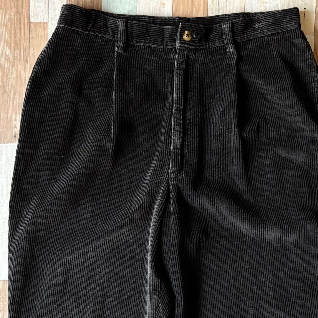【USA製】90s LANDS'END 太畝コーデュロイパンツ 黒 W33L28