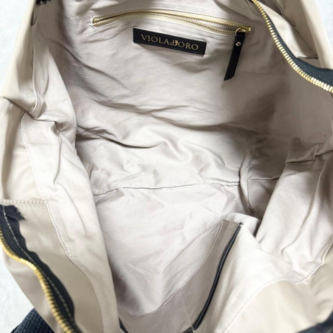 ちー ヴィオラドーロ ビアンカ ナイロントートバッグ L A4 トープ 黒