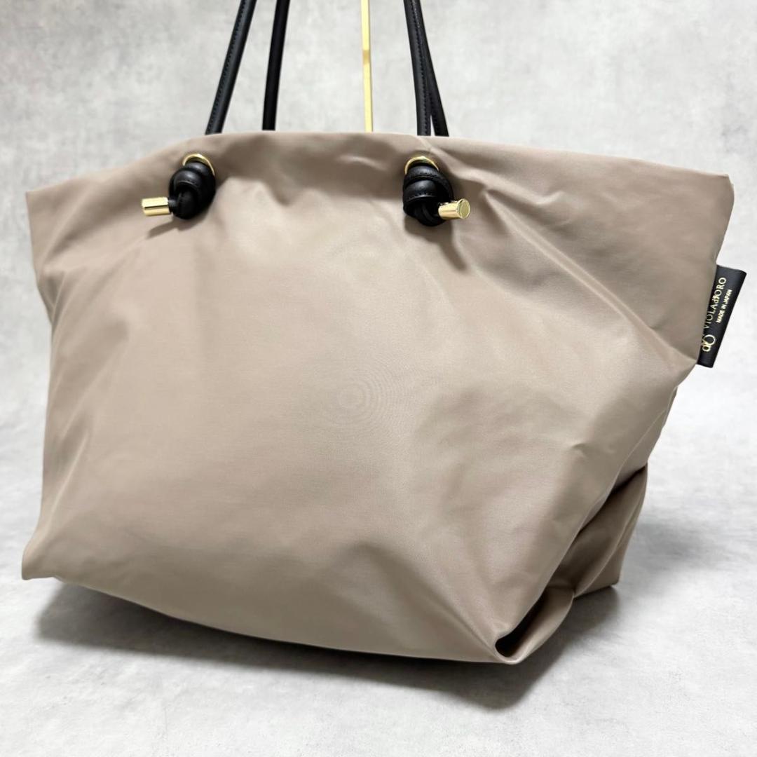 ちー ヴィオラドーロ ビアンカ ナイロントートバッグ L A4 トープ 黒