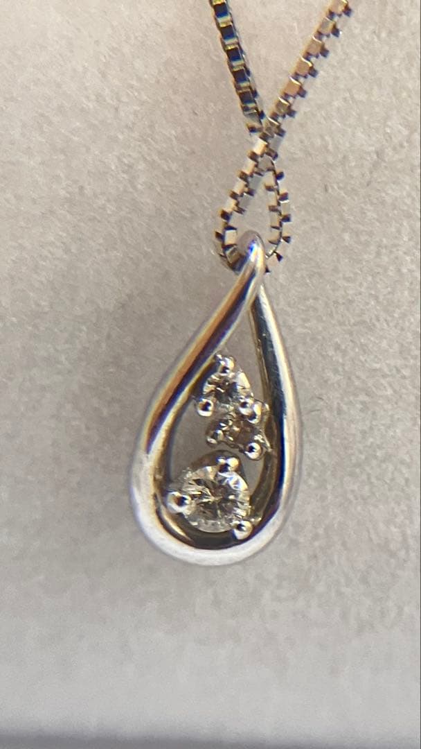 k18 WG ネックレス　ダイヤモンド　0.05ct ベネチアン