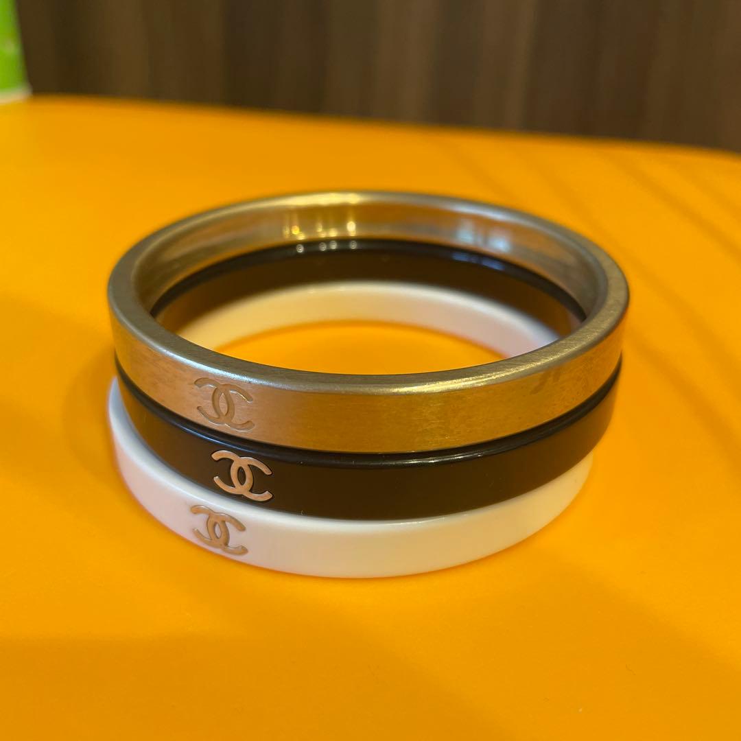 CHANEL バングルセット ゴールド ホワイト ブラック