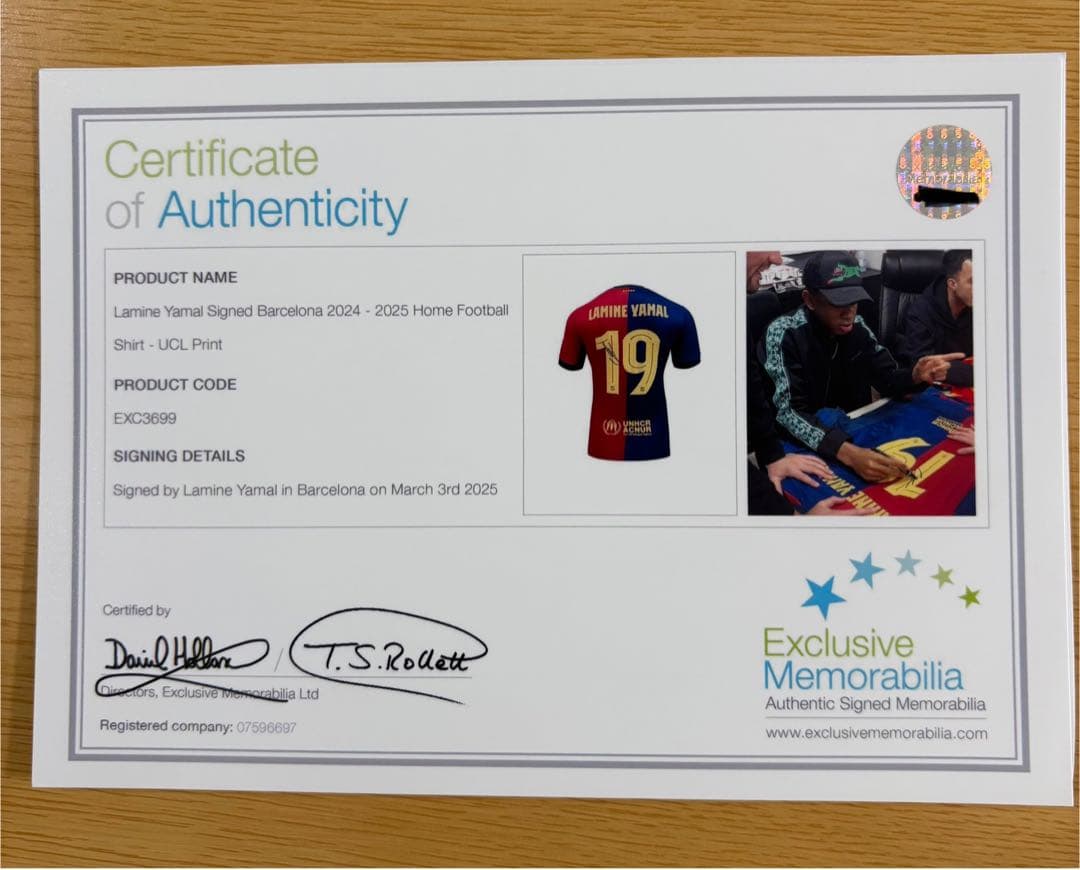 バルセロナ 24-25ホーム ラミンヤマル直筆サインユニフォーム