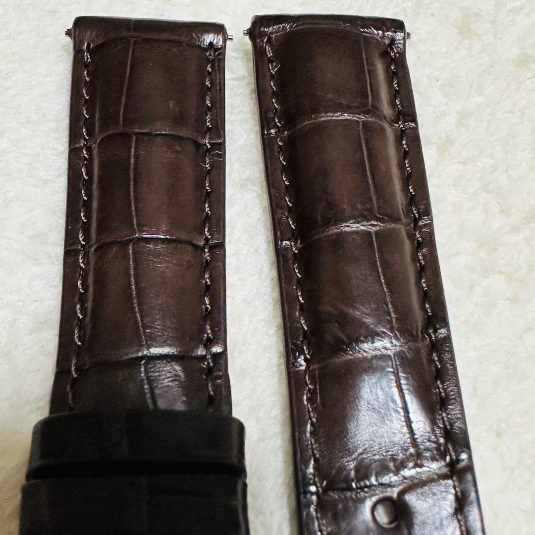 2007#19mm-16mmダークブラウン★ スイス製★本物クロコダイルベルト