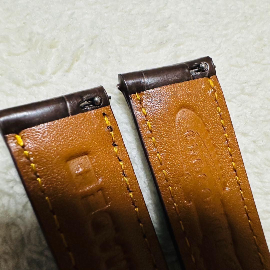 2007#19mm-16mmダークブラウン★ スイス製★本物クロコダイルベルト