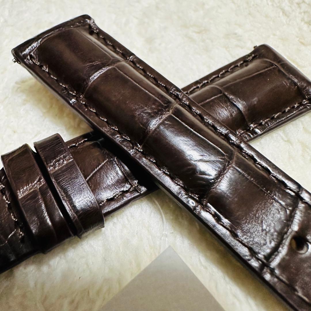 2007#19mm-16mmダークブラウン★ スイス製★本物クロコダイルベルト