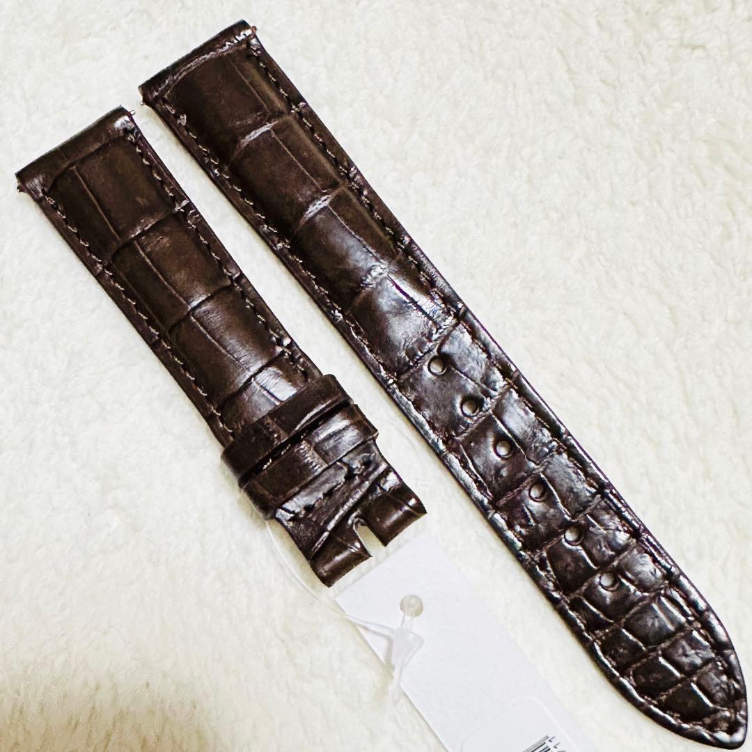 2007#19mm-16mmダークブラウン★ スイス製★本物クロコダイルベルト