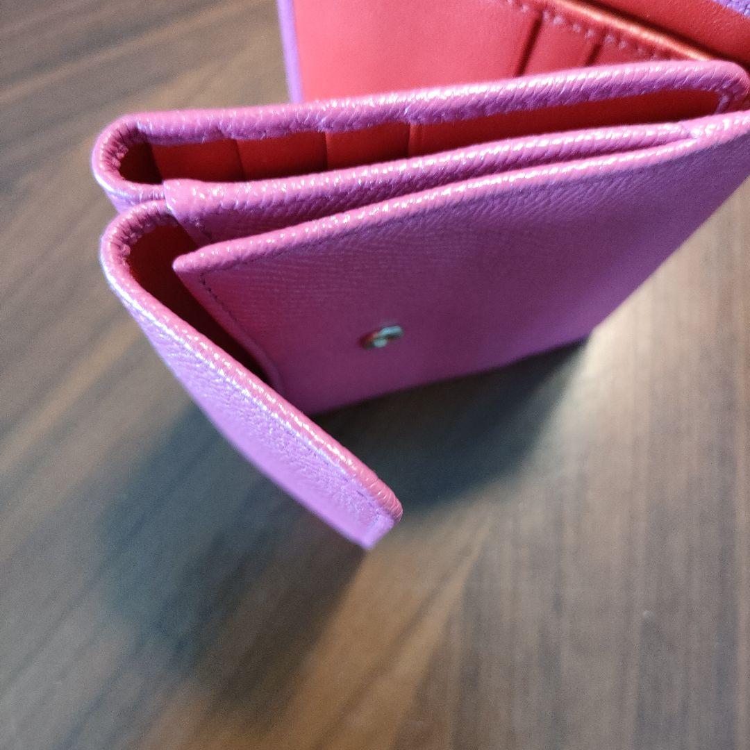 ピンク レザー 三つ折り財布