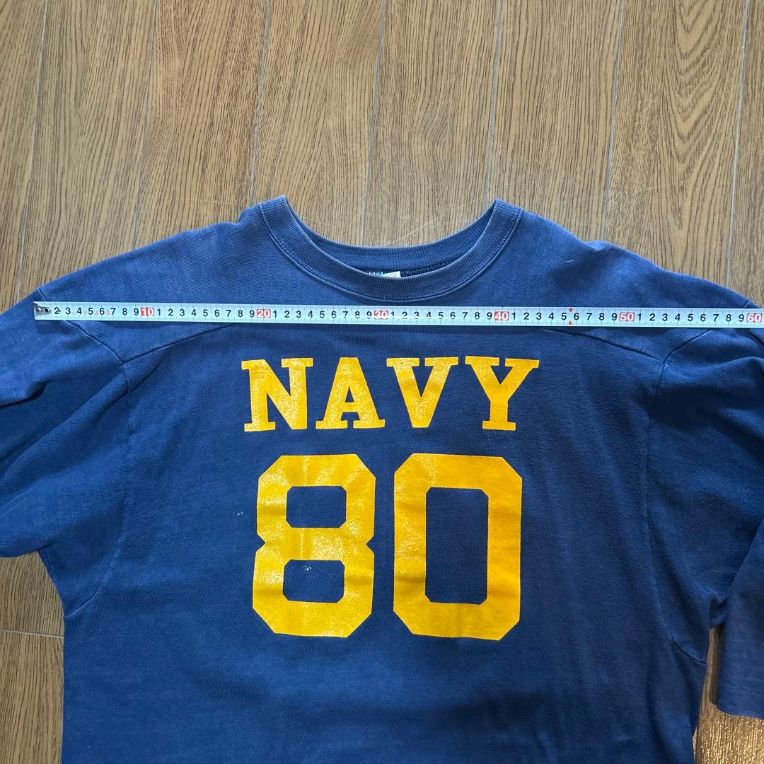 チャンピオンフットボールtシャツ　70s ヴィンテージ　navy バータグ