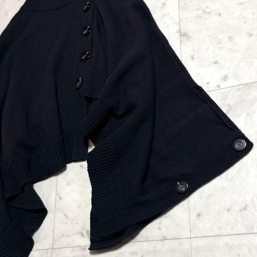 美品 ENFOLD ウールニットケープ ポンチョ アシンメトリー ブラック 38