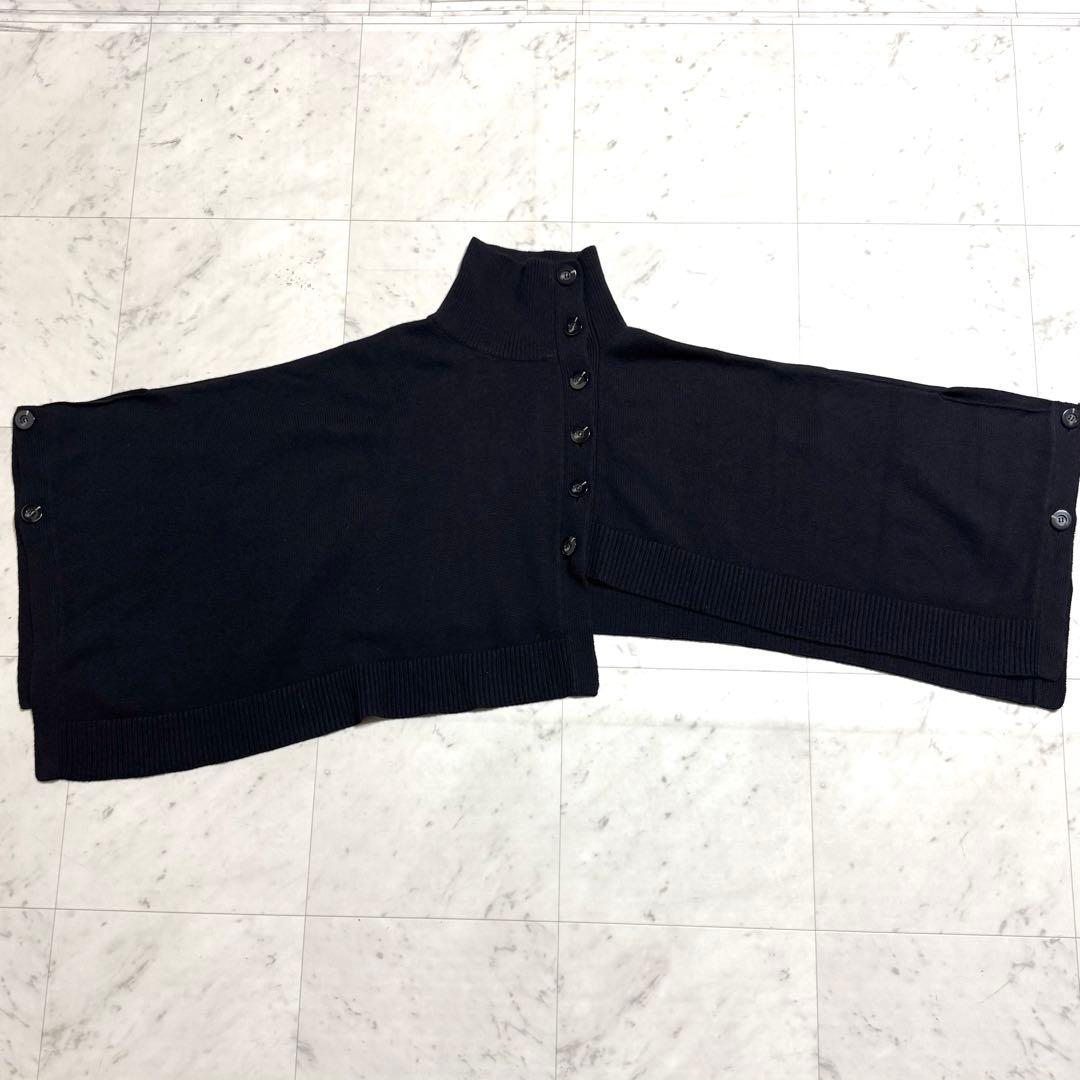 美品 ENFOLD ウールニットケープ ポンチョ アシンメトリー ブラック 38