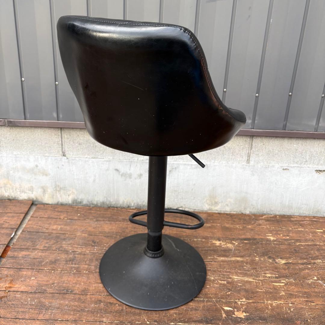 北欧レトロ キルティングレザー 回転式 カウンターチェア バーチェア 古家具