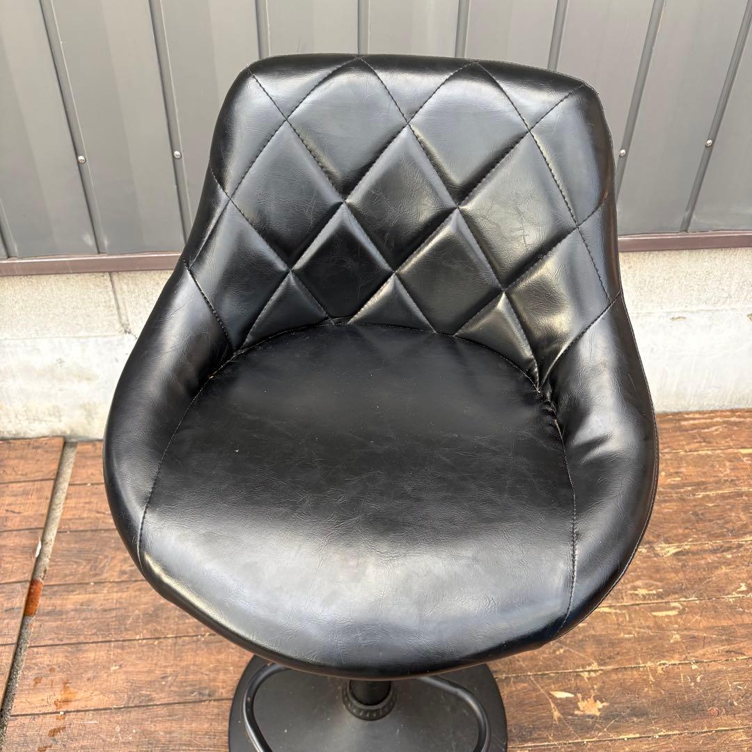 北欧レトロ キルティングレザー 回転式 カウンターチェア バーチェア 古家具