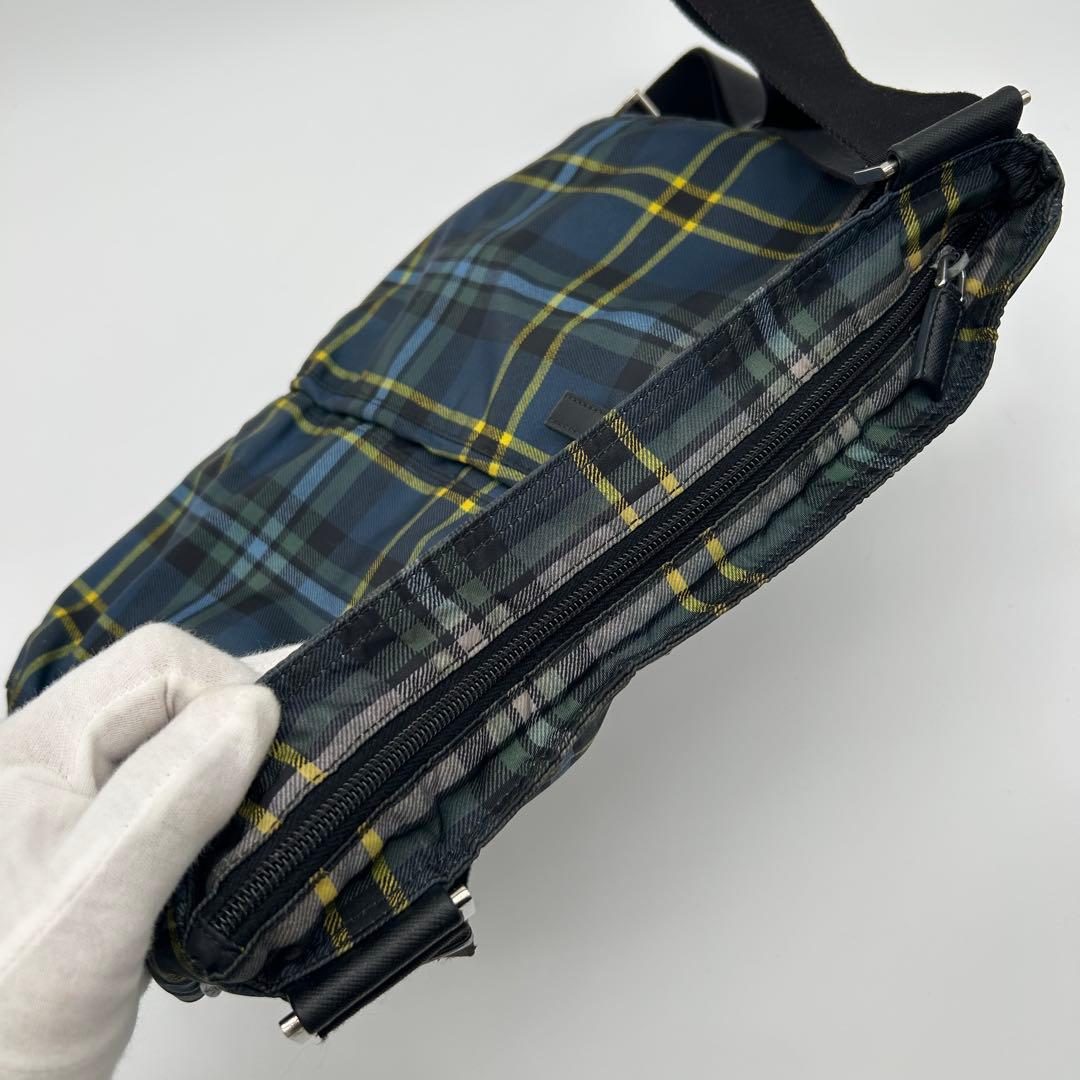 プラダ ショルダーバッグ タータンチェック ナイロン グリーン VA0220