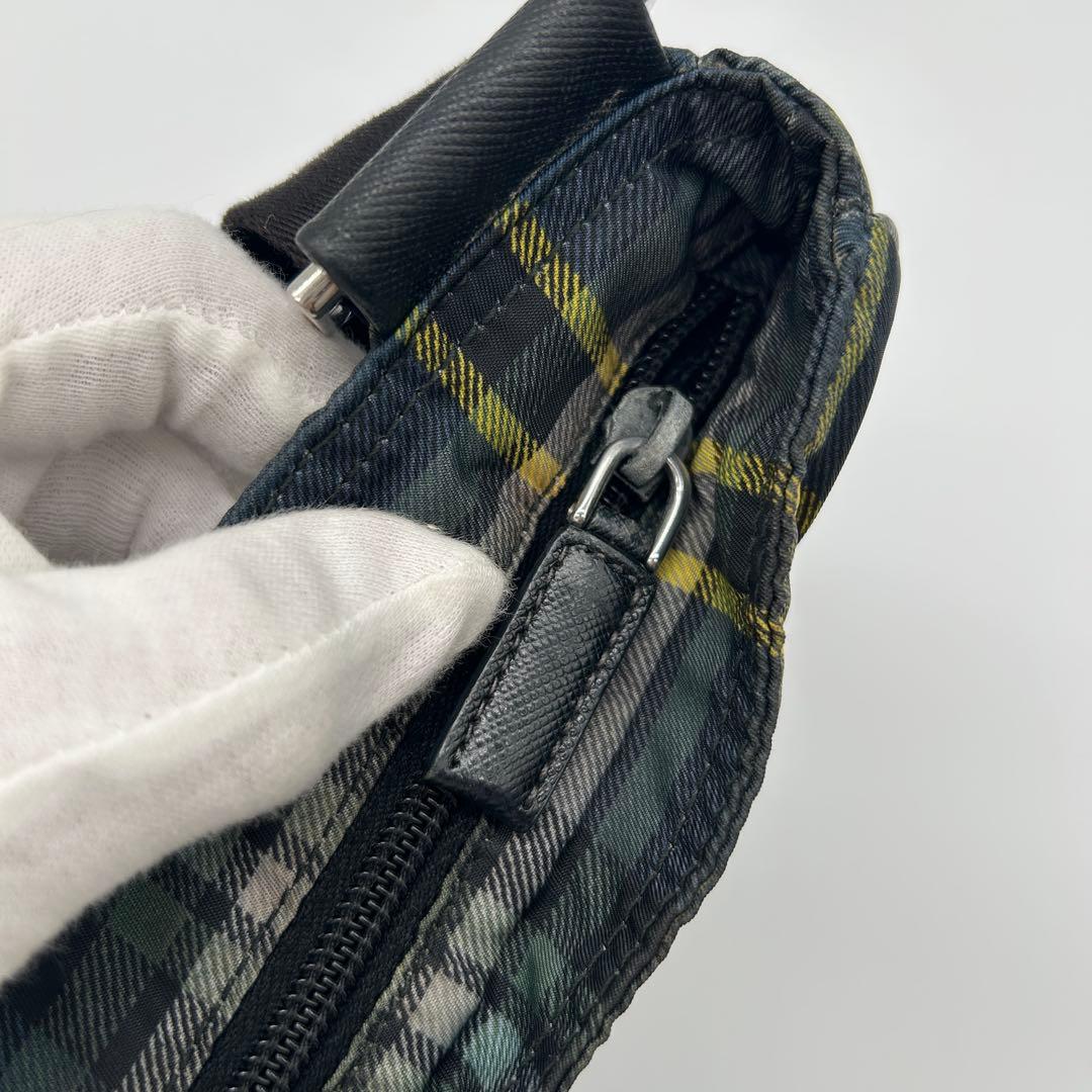 プラダ ショルダーバッグ タータンチェック ナイロン グリーン VA0220