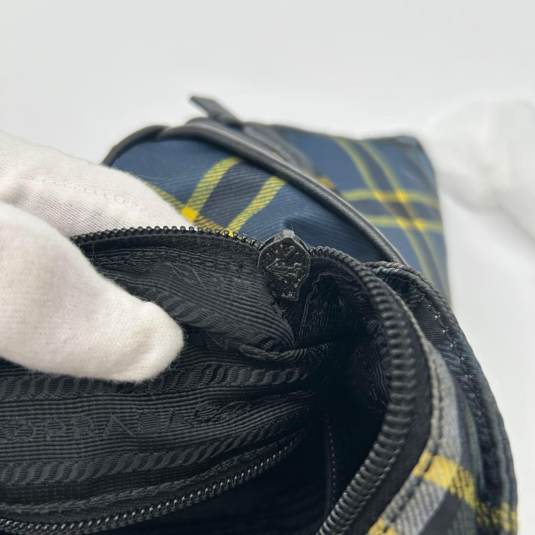 プラダ ショルダーバッグ タータンチェック ナイロン グリーン VA0220