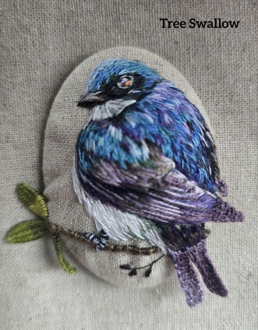 ❁hAnafany❁(専用)くるみボタン 鳥刺繍 ブローチ or ヘアゴム