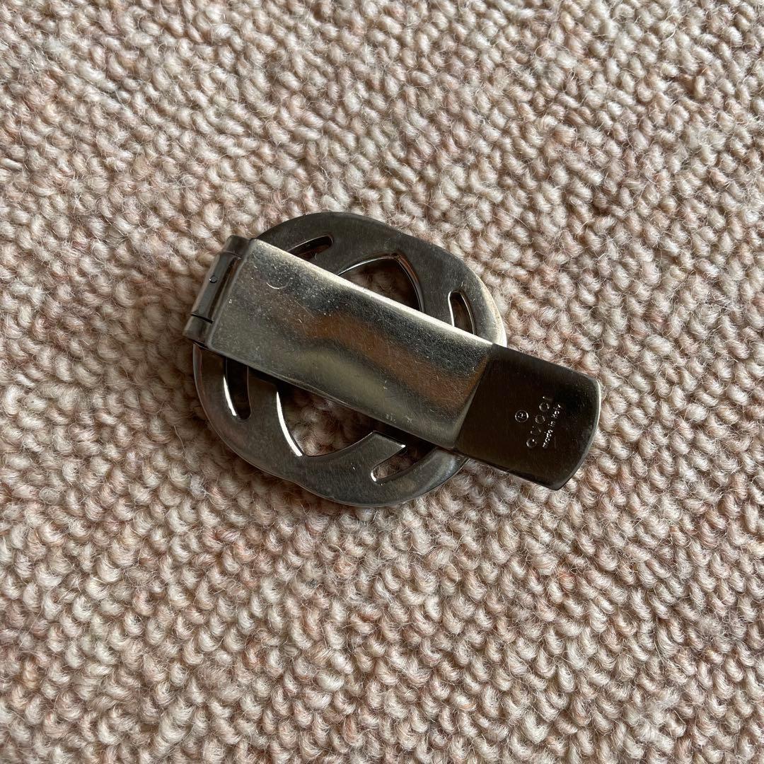 Gucci マネークリップ インターロッキングG メッキ ブラック シルバー