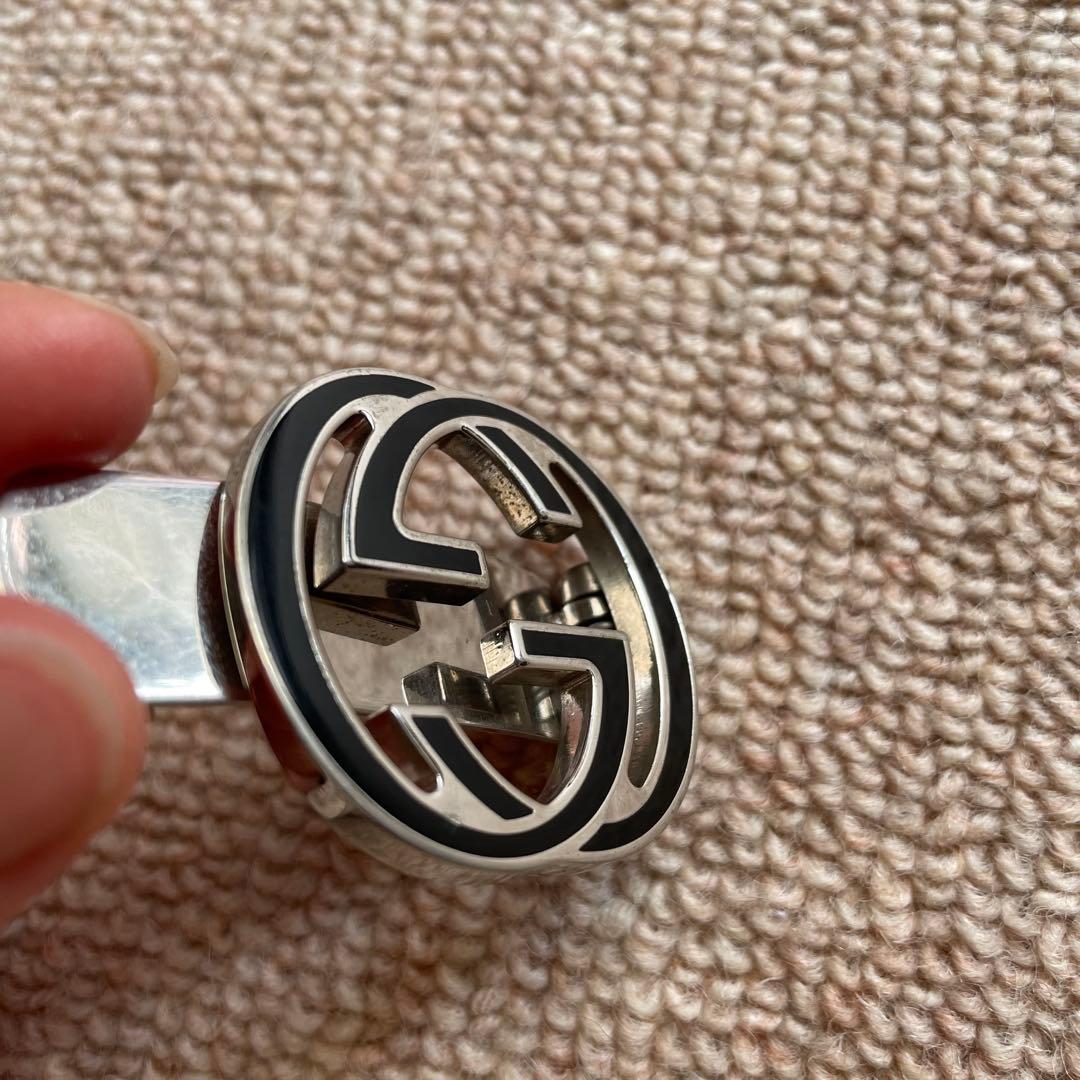 Gucci マネークリップ インターロッキングG メッキ ブラック シルバー