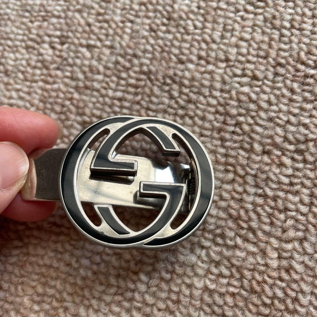 Gucci マネークリップ インターロッキングG メッキ ブラック シルバー