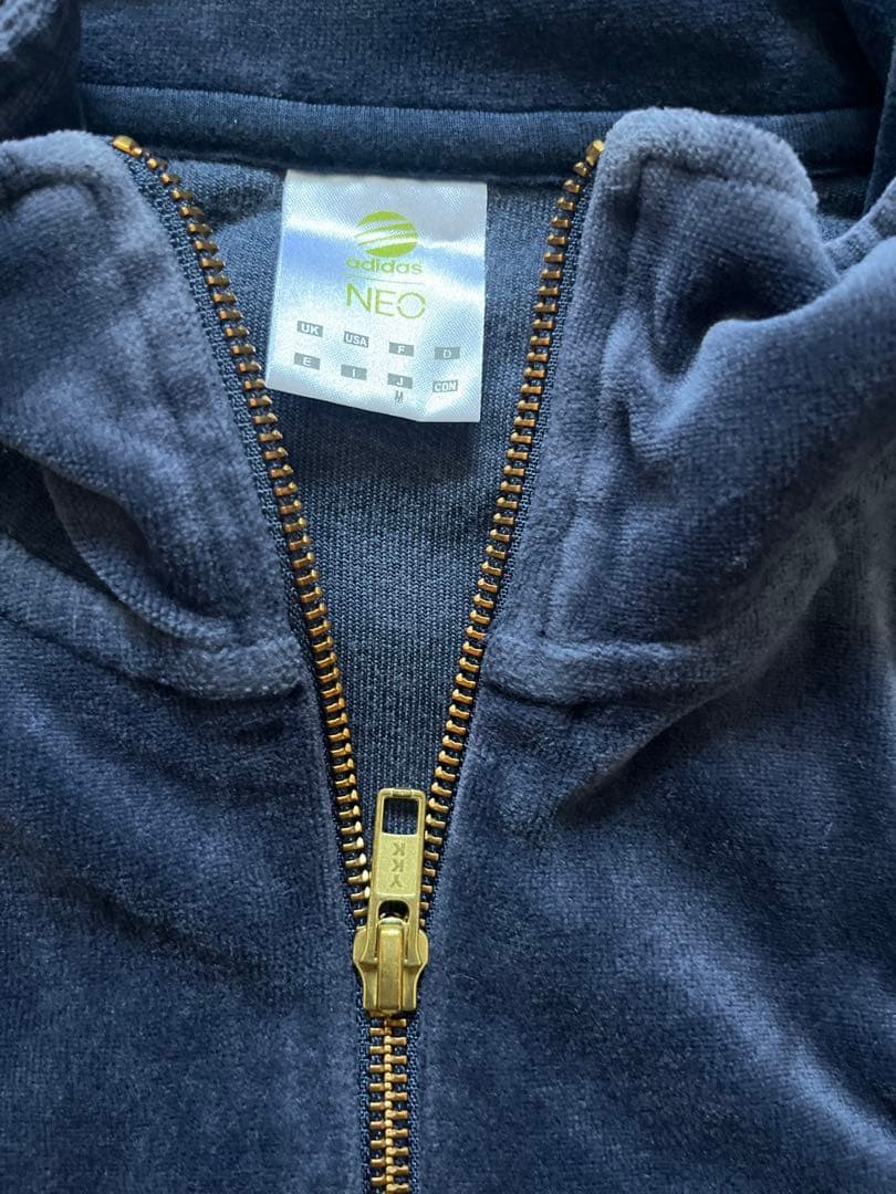 アディダス ベロア トラックジャケット ジャージ セットアップ ネイビー M