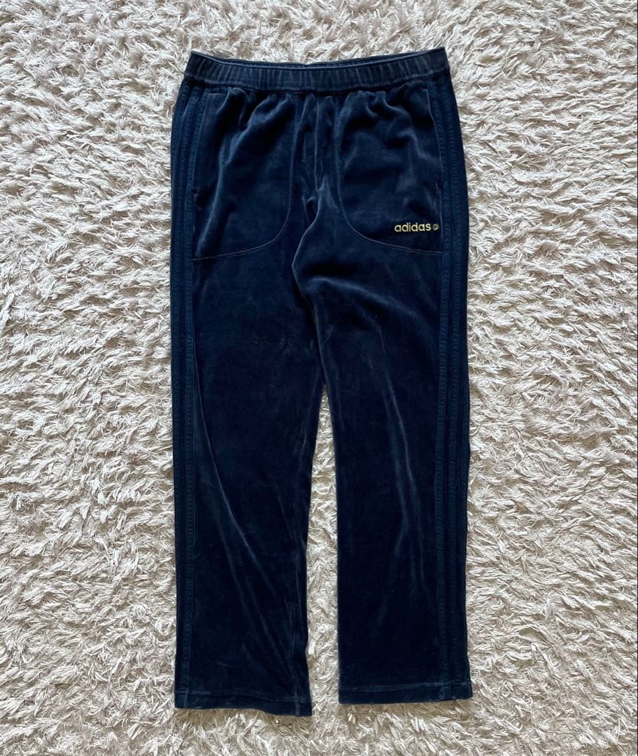アディダス ベロア トラックジャケット ジャージ セットアップ ネイビー M