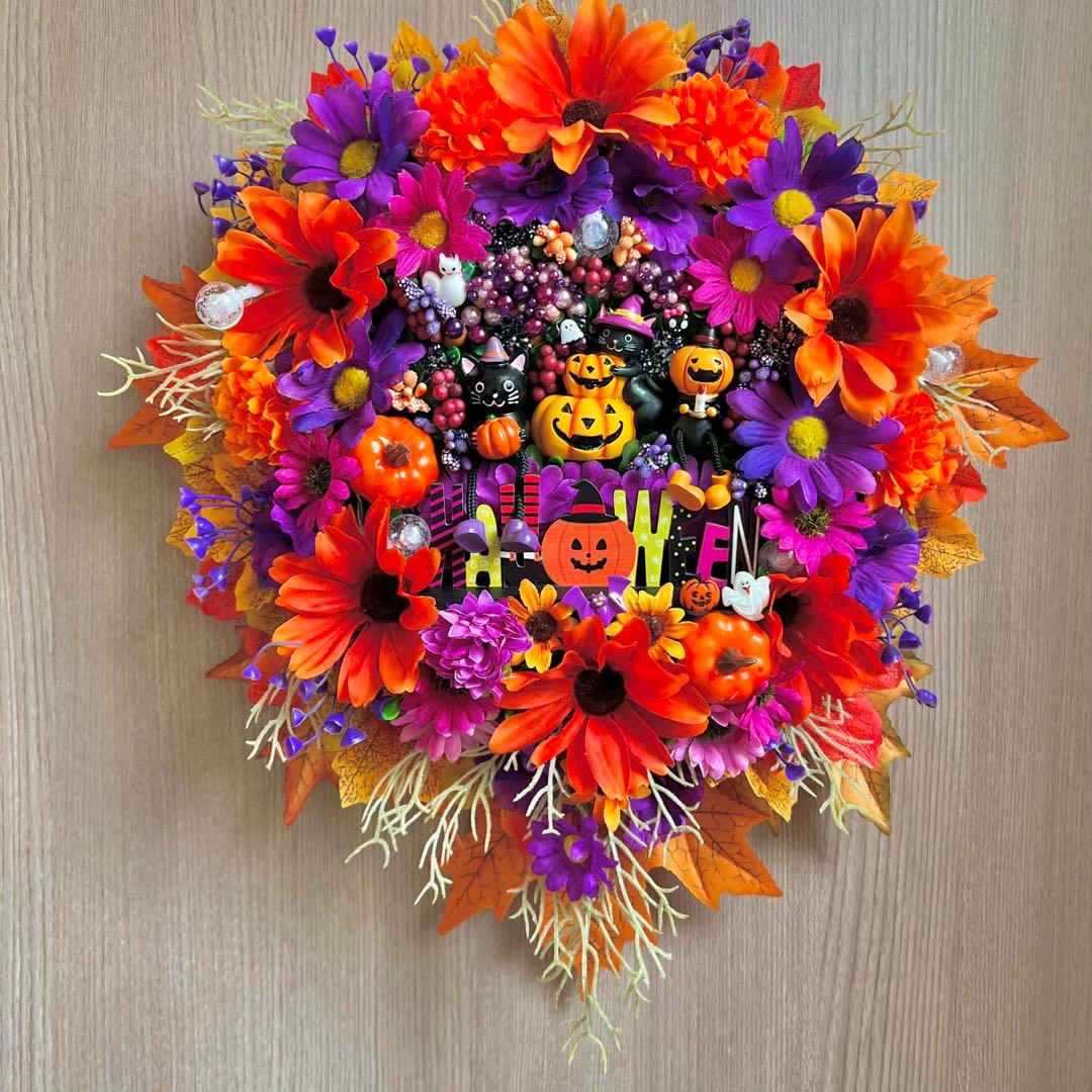 専用 ハロウィンリース 3点 フラワーリース 玄関リース