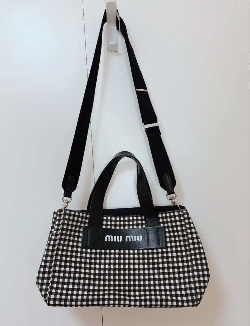 miumiu カナパ 2way トートバッグ ギンガムチェック　池袋西武購入